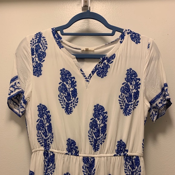 Tea & Cup Blue White Elastic Waist Dress - Picture 3 of 7